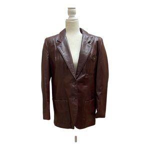 Etienne Aigner Womens Vintage Oxblood Burgundy Leather Jacket Retro